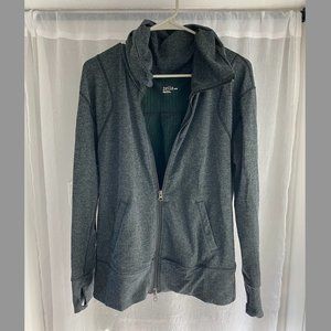 Zella women's M charcoal gray herringbone pattern double zipper athletic jacket